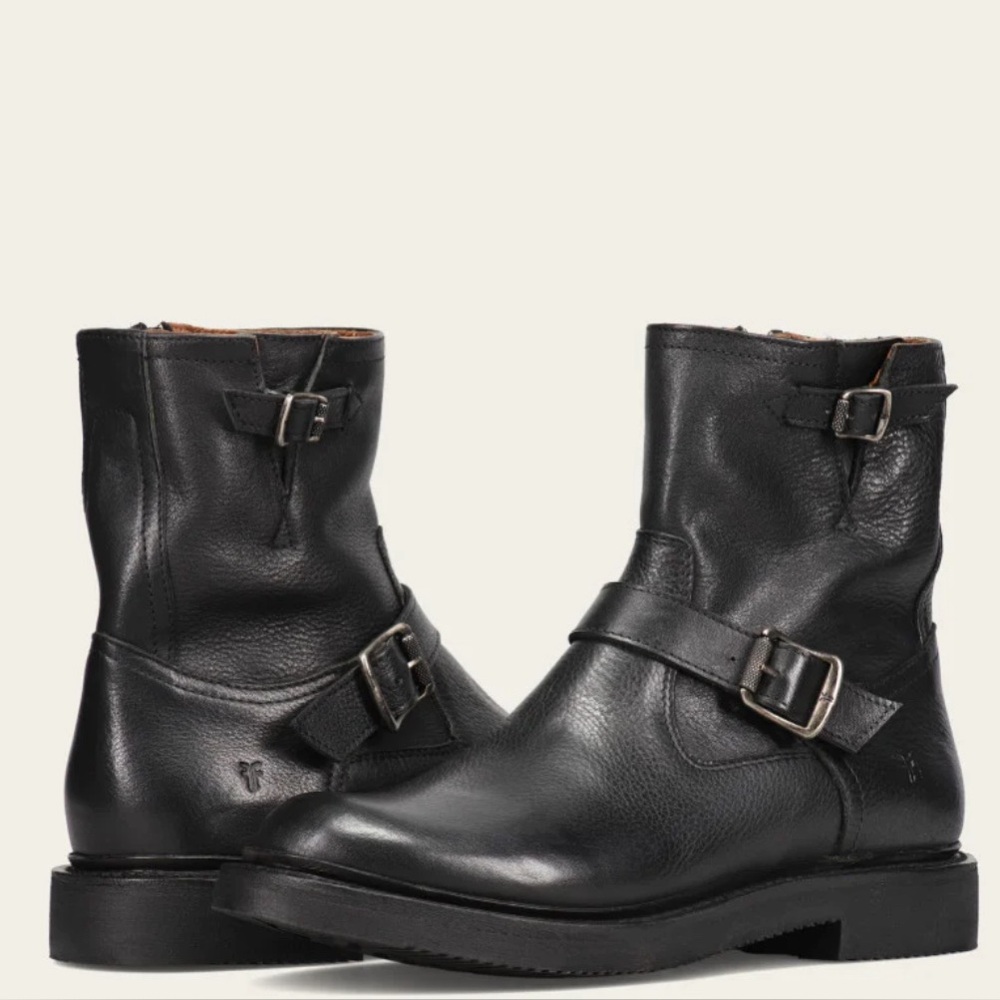 Frye Leather Moto Boots - Black - Size 7. **EXCELLENT CONDITION**